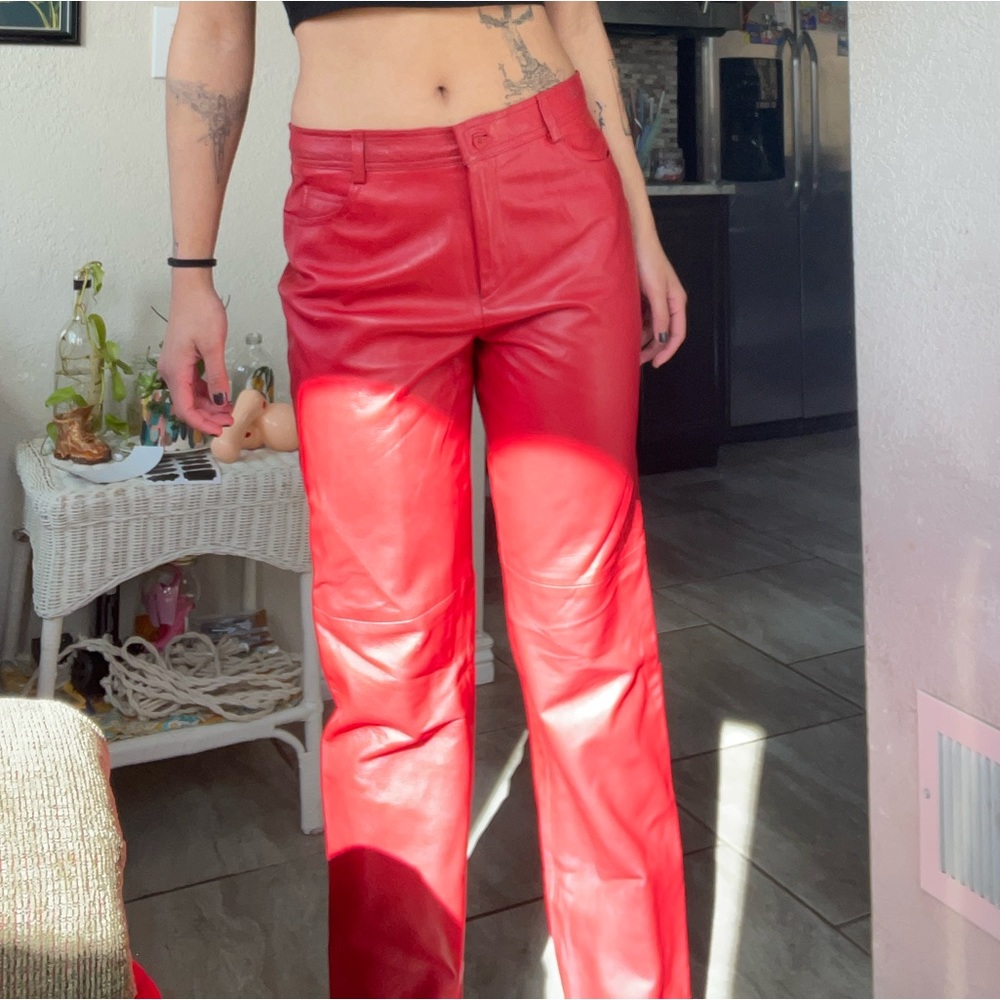 Red 100% leather DKNY pants!